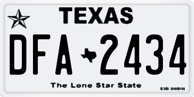 TX license plate DFA2434