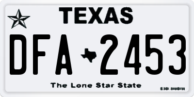 TX license plate DFA2453