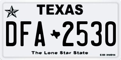 TX license plate DFA2530