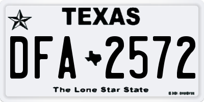 TX license plate DFA2572