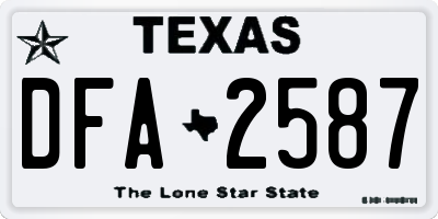 TX license plate DFA2587