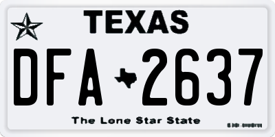 TX license plate DFA2637