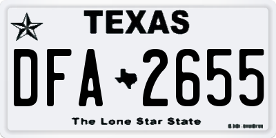 TX license plate DFA2655
