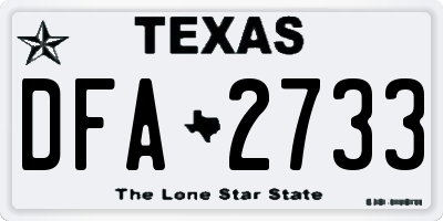 TX license plate DFA2733