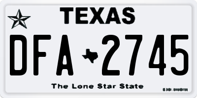 TX license plate DFA2745