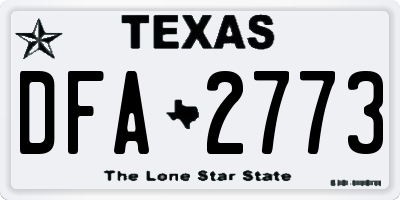 TX license plate DFA2773
