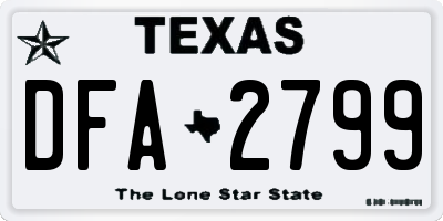 TX license plate DFA2799