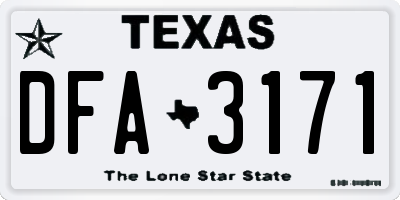 TX license plate DFA3171