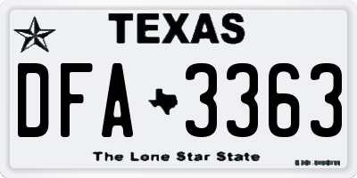 TX license plate DFA3363