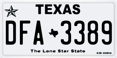 TX license plate DFA3389