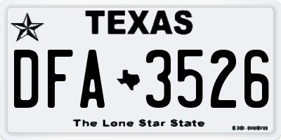 TX license plate DFA3526