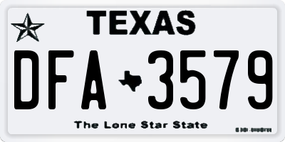 TX license plate DFA3579