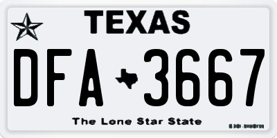 TX license plate DFA3667