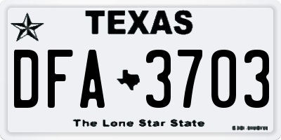 TX license plate DFA3703