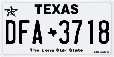 TX license plate DFA3718