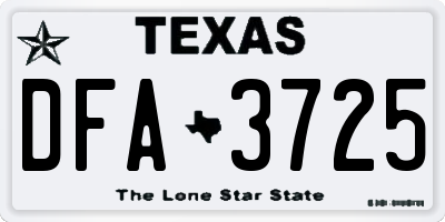 TX license plate DFA3725