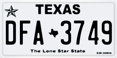 TX license plate DFA3749