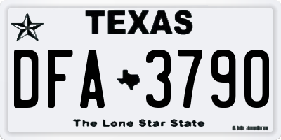 TX license plate DFA3790
