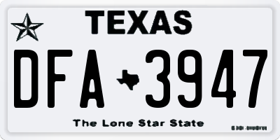 TX license plate DFA3947