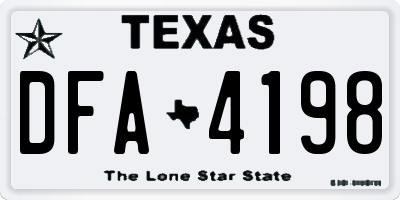 TX license plate DFA4198