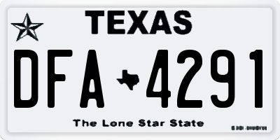 TX license plate DFA4291