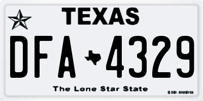 TX license plate DFA4329