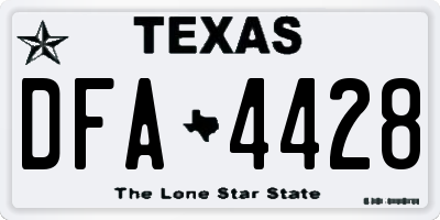 TX license plate DFA4428