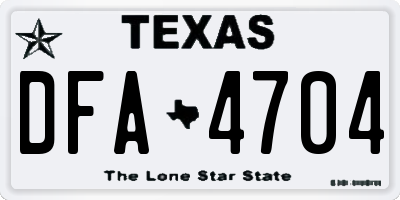 TX license plate DFA4704