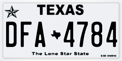 TX license plate DFA4784