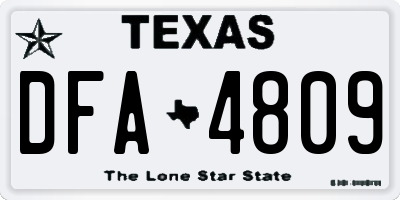 TX license plate DFA4809