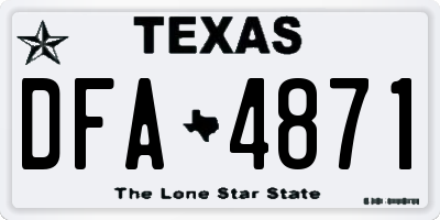 TX license plate DFA4871