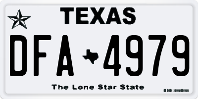 TX license plate DFA4979
