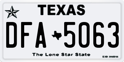 TX license plate DFA5063