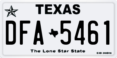 TX license plate DFA5461
