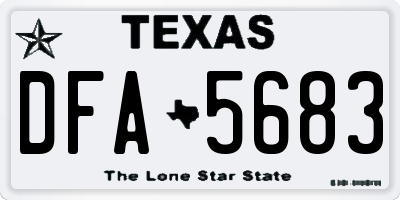TX license plate DFA5683