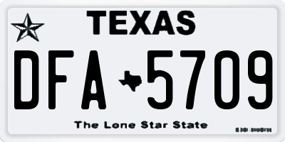 TX license plate DFA5709