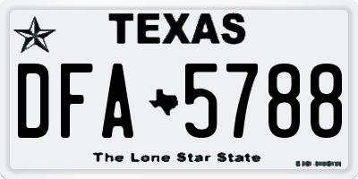 TX license plate DFA5788
