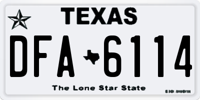 TX license plate DFA6114
