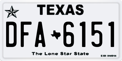 TX license plate DFA6151