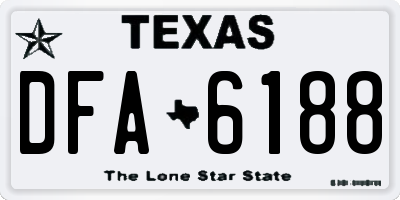 TX license plate DFA6188