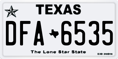 TX license plate DFA6535