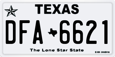 TX license plate DFA6621