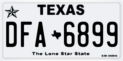TX license plate DFA6899