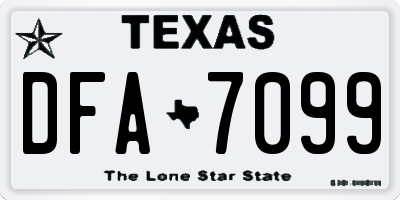 TX license plate DFA7099