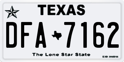 TX license plate DFA7162