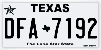 TX license plate DFA7192