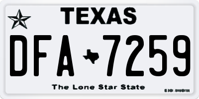 TX license plate DFA7259