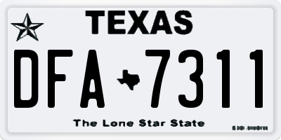 TX license plate DFA7311