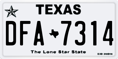 TX license plate DFA7314