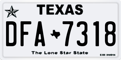 TX license plate DFA7318